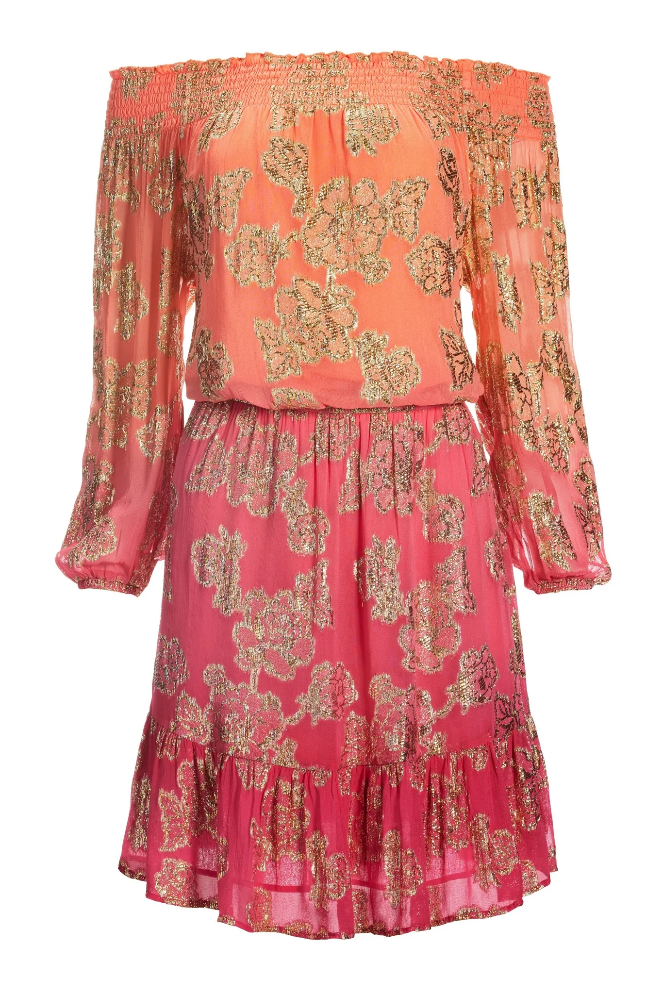 Ombre Metallic Off-The-Shoulder Dress Pink - Mycitystee