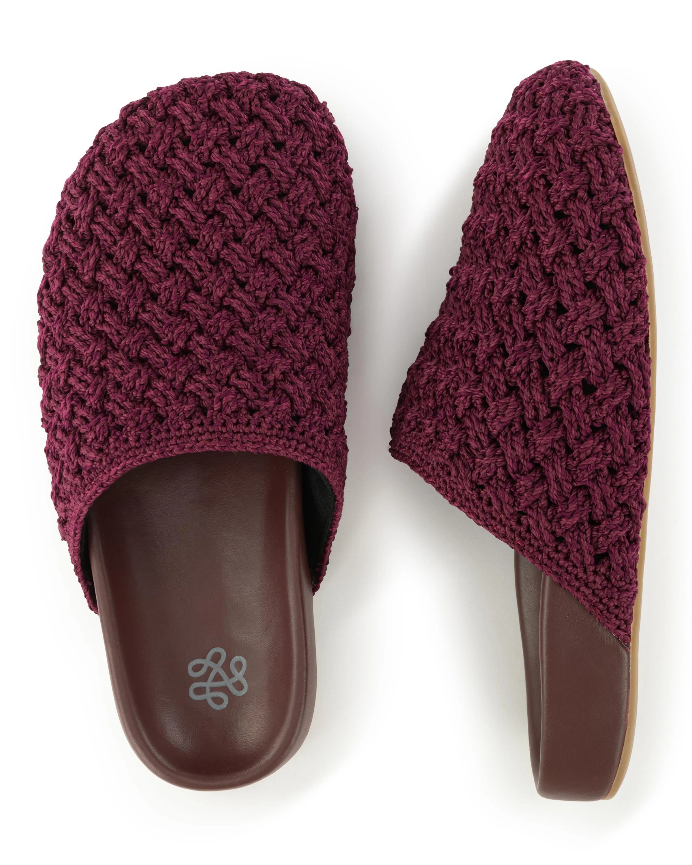 Bolinas Clog - Hand Crochet - Black Cherry Cozy Weave - Mycitystee