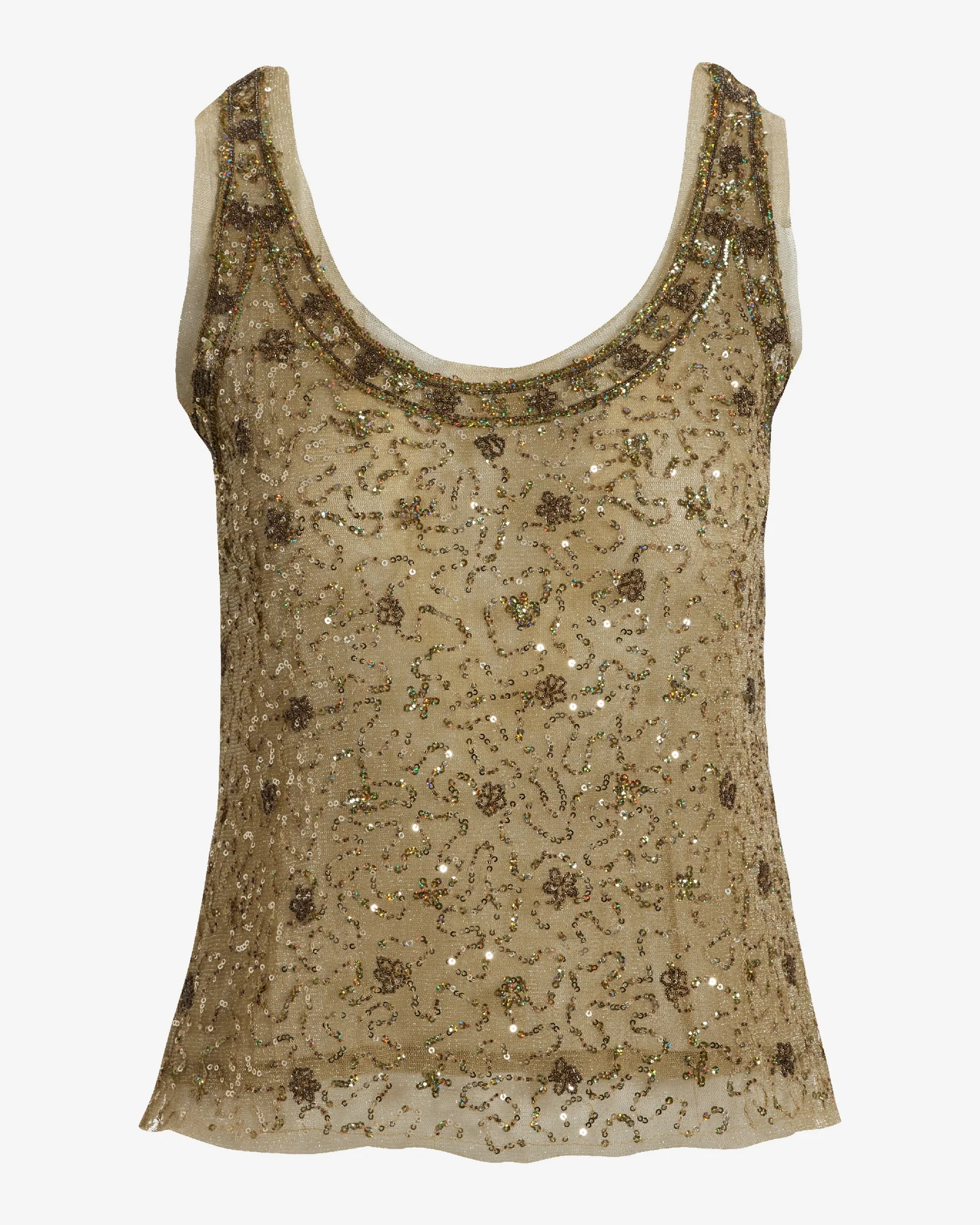 Embellished Scoop Neck Tank Gold - Mycitystee