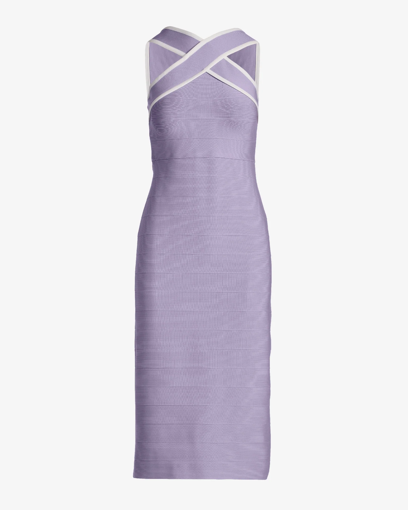 Color Block Criss Cross Bandage Midi Dress Lavender - Mycitystee