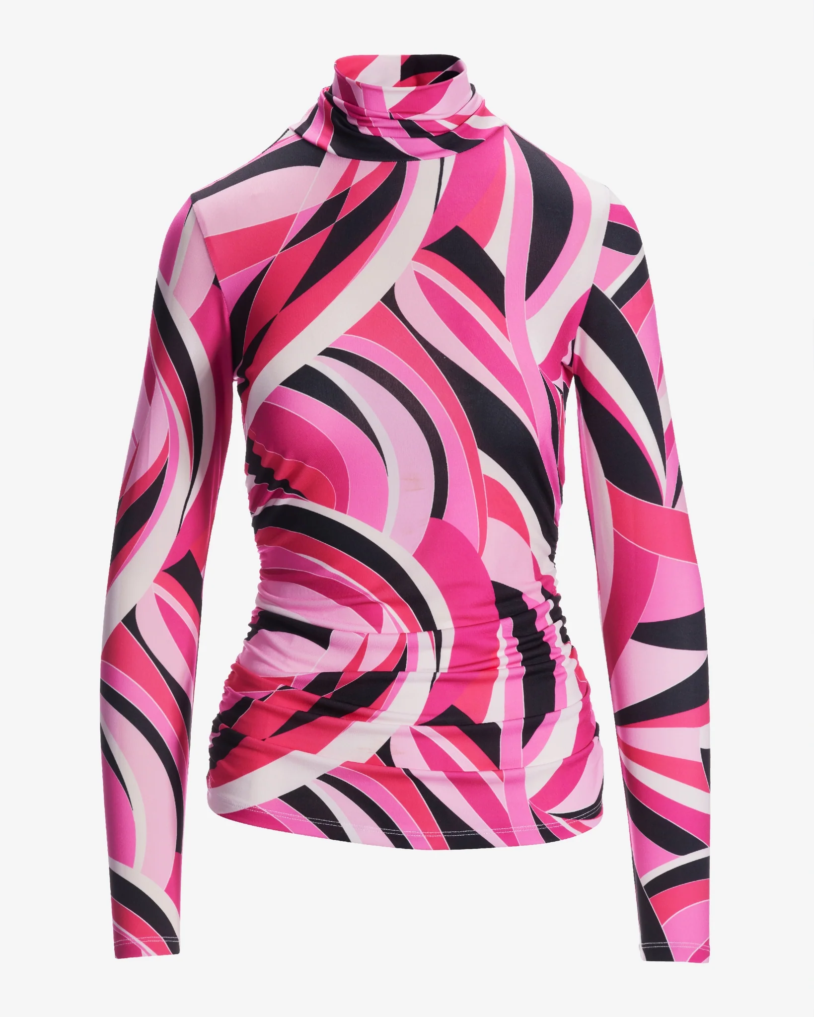 So Chic Abstract Printed Turtleneck Top Pink - Mycitystee