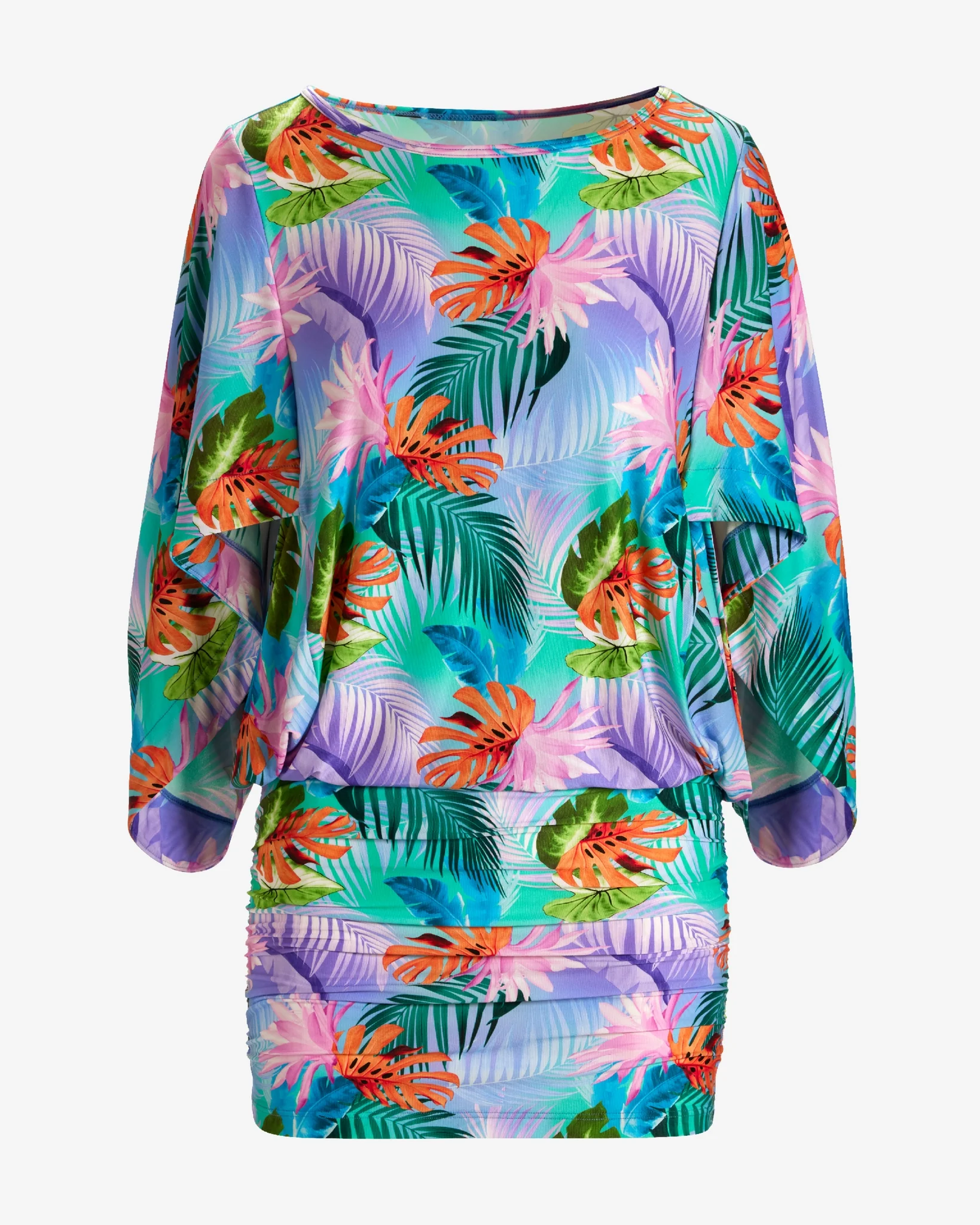 Swim Sense Print Coverup Tunic Blue Multi - Mycitystee