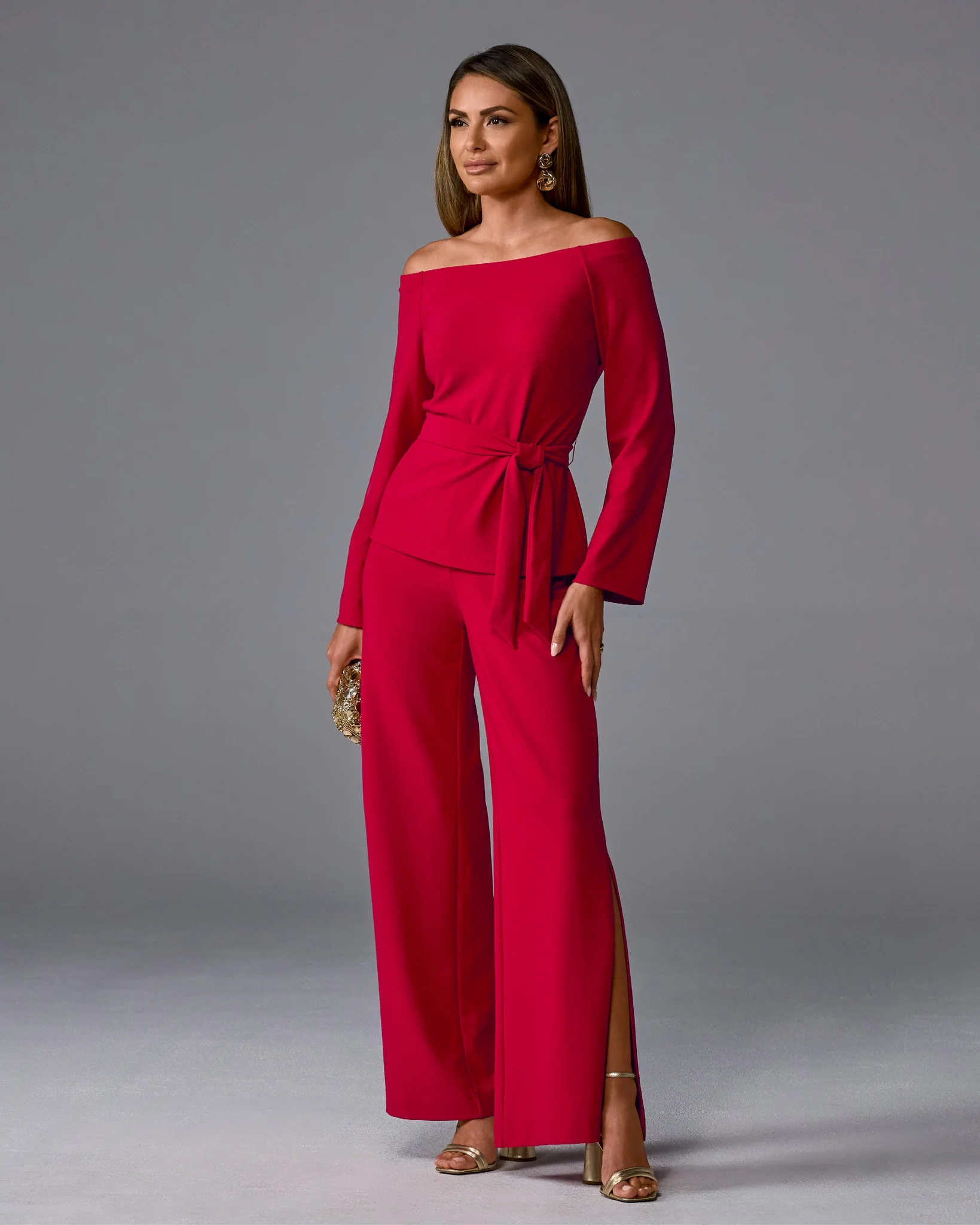 Beyond Travel Side Slit Pant Tango Red - Mycitystee