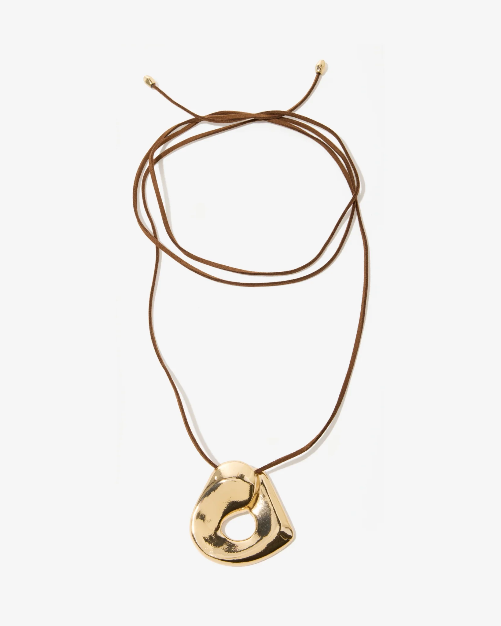 Hardware Suede Tie Necklace Brown - Mycitystee