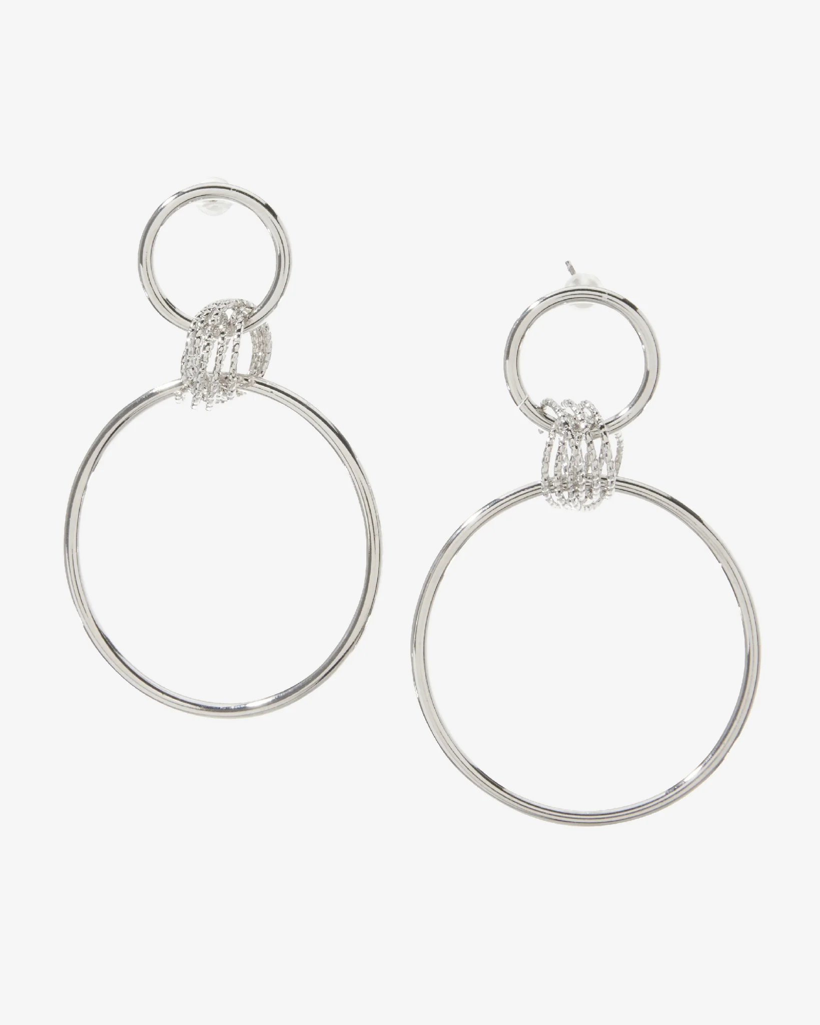 Hoop Drop Earring Silver - Mycitystee