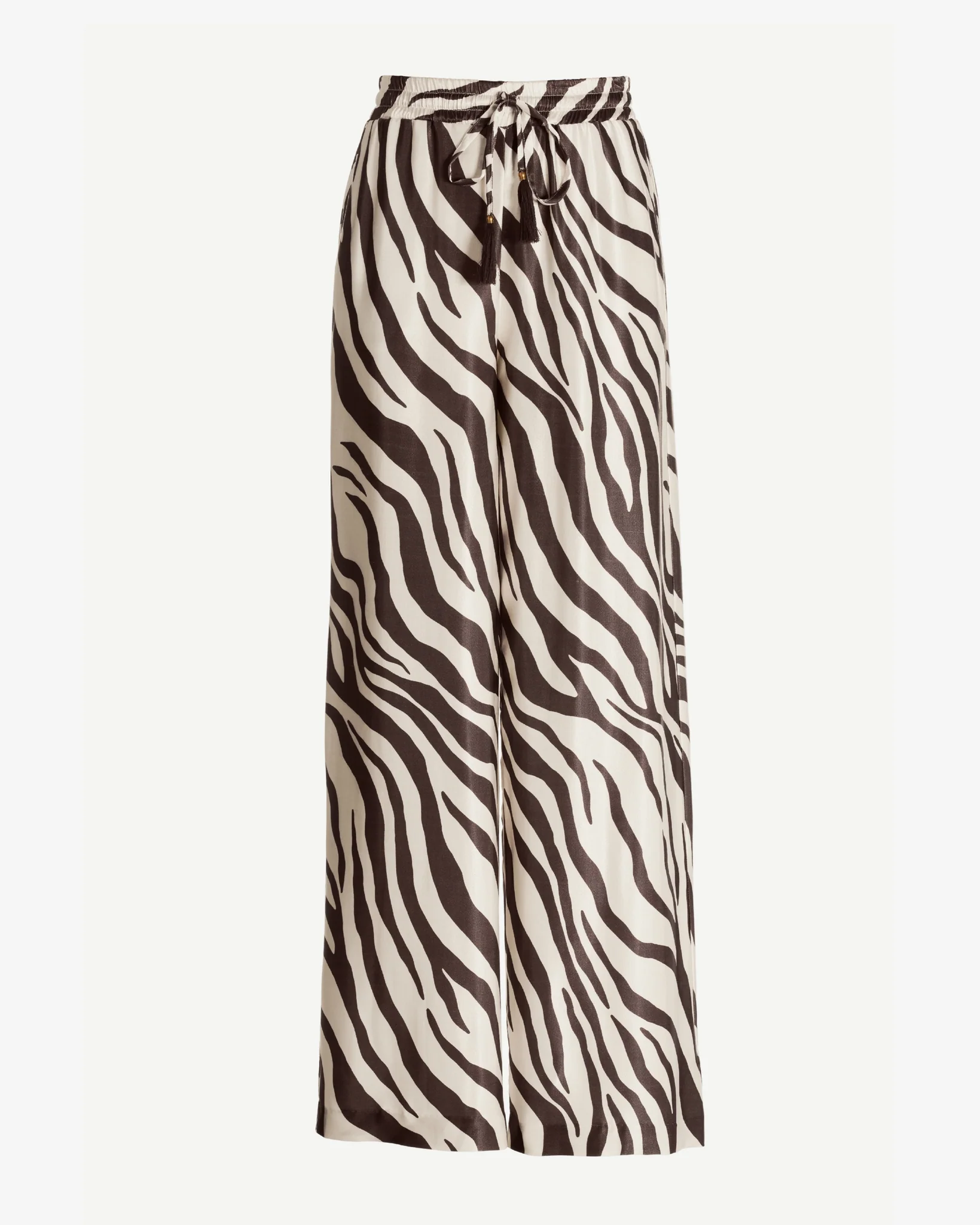 Malibu Chocolate Zebra Drawstring Wide Leg Pant Brown/Off White - Mycitystee