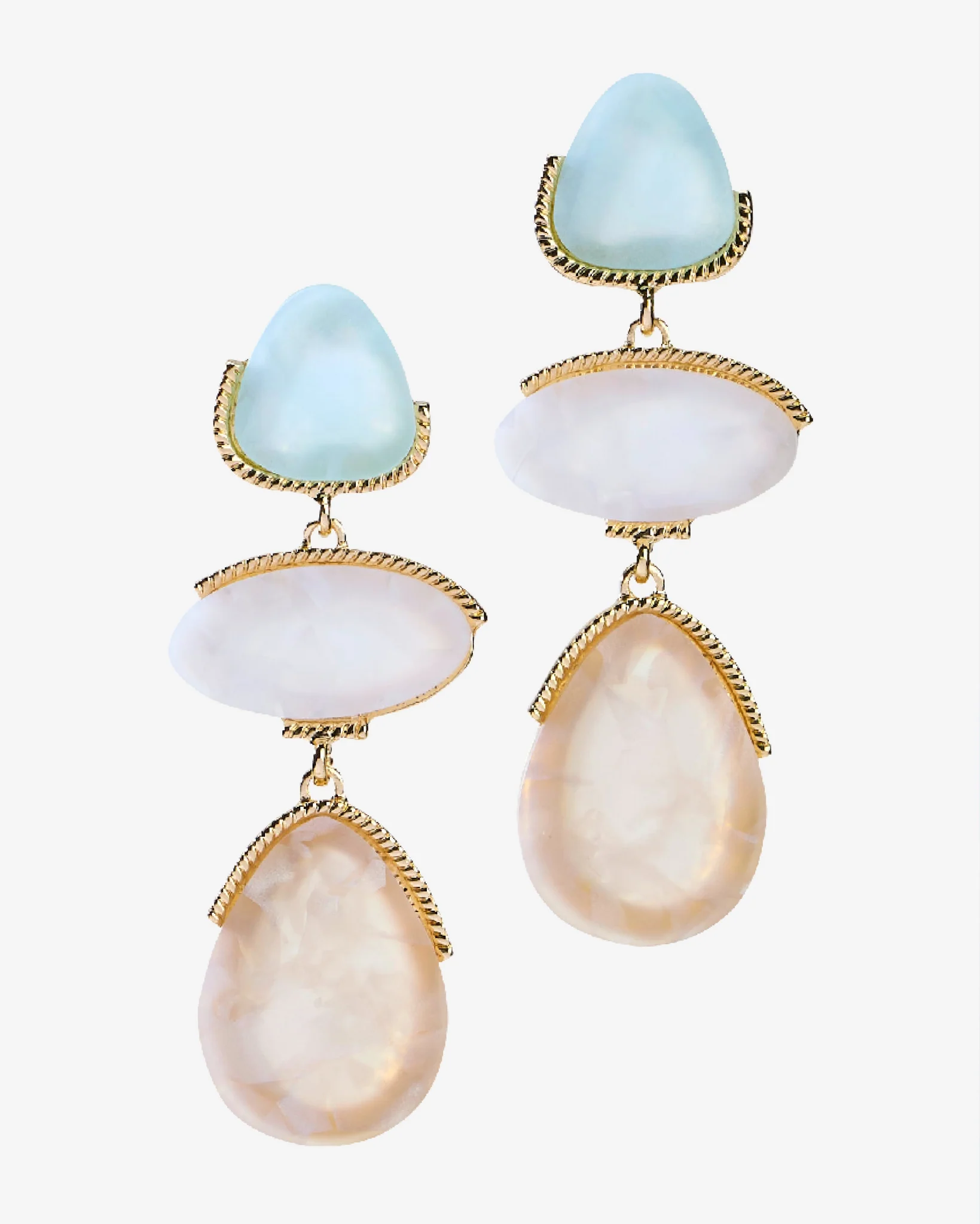 Acrylic Three Stone Earring Blue - Mycitystee