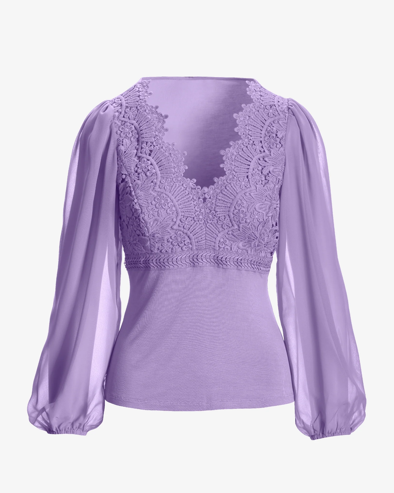 Scallop Lace Long Sleeve Top Violet Tulip - Mycitystee