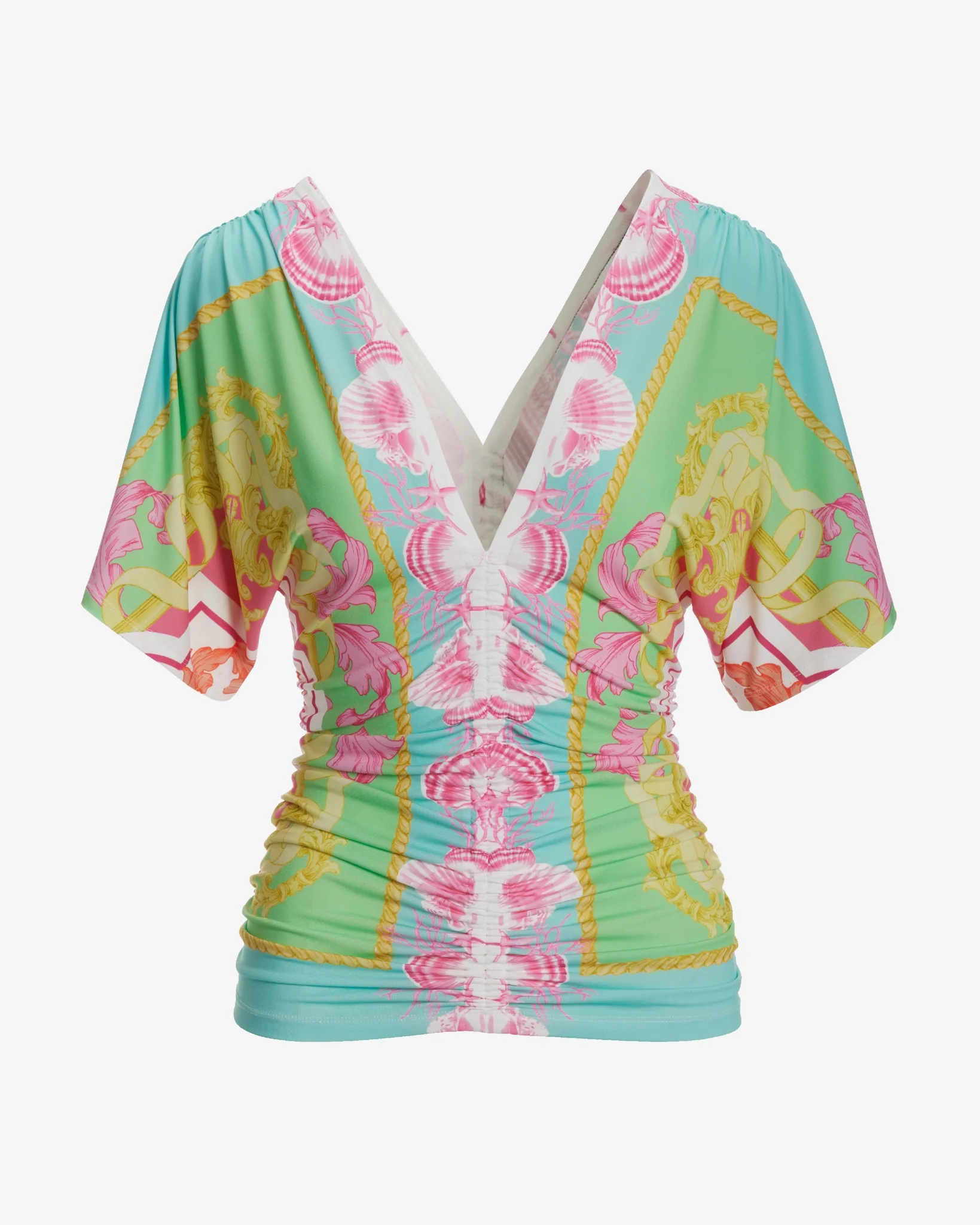 So Chic Sea Life Status Ruched Top Multi - Mycitystee