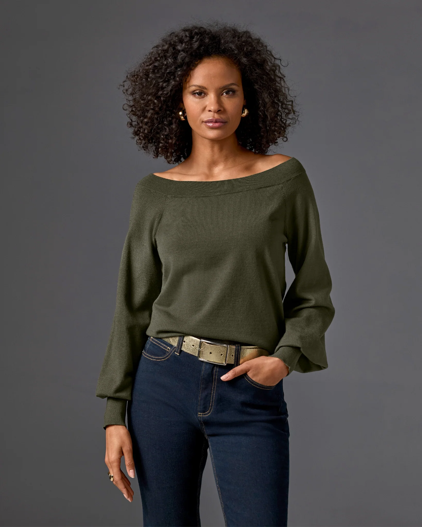 Lightweight Slouchy Sweater Olive Night - Mycitystee