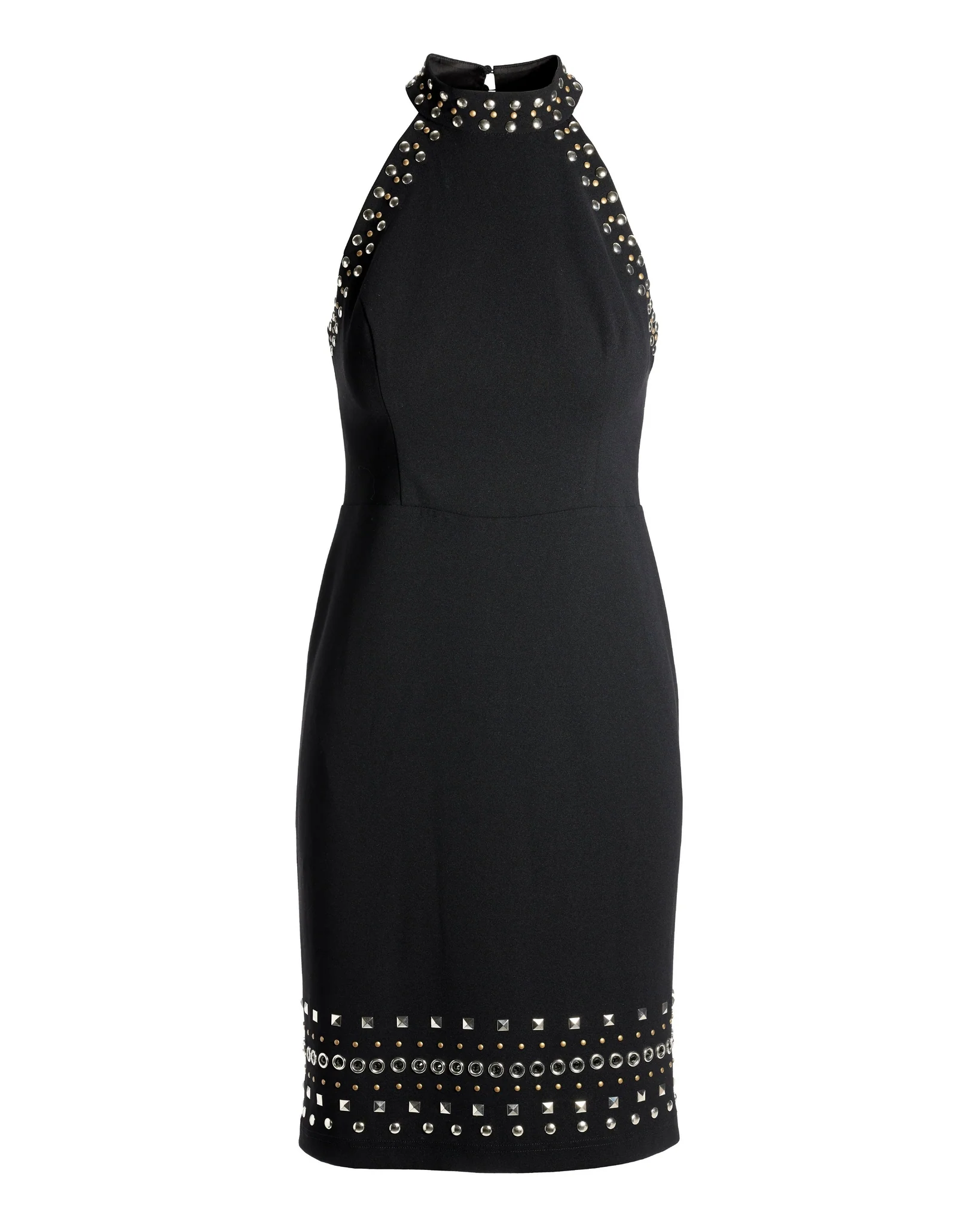 Mock Neck Studded Sheath Dress Black - Mycitystee