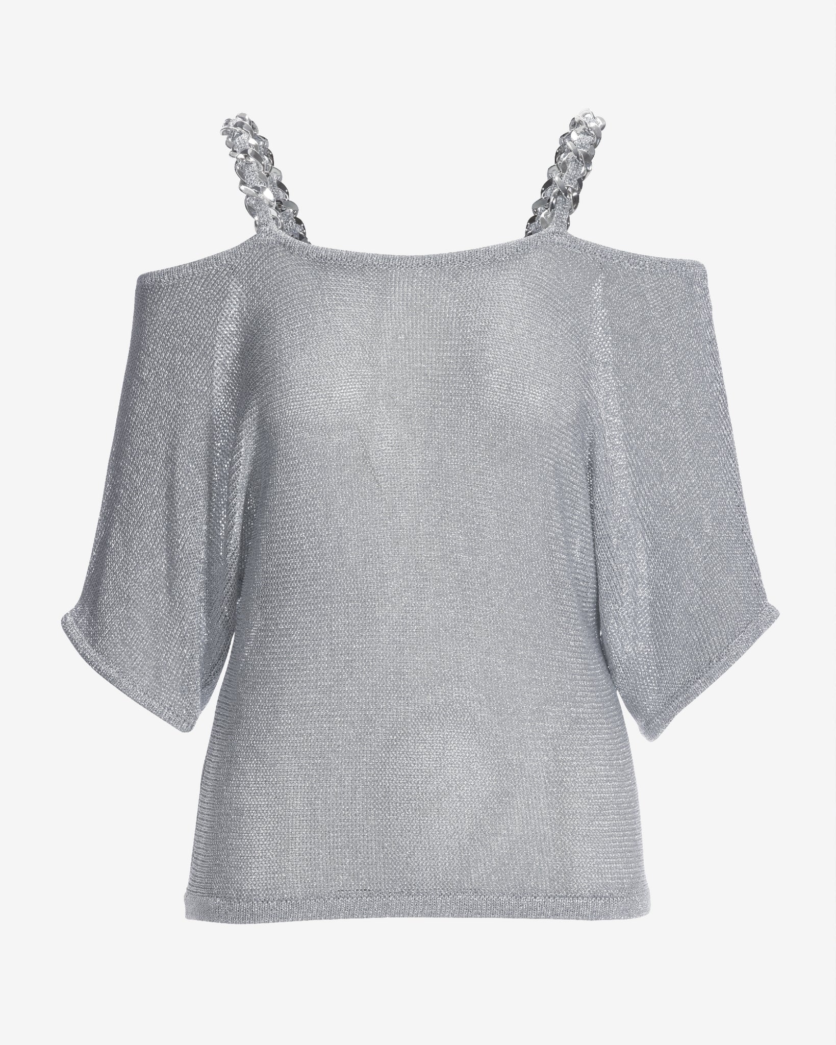 Metallic Chain Strap Poncho Silver - Mycitystee