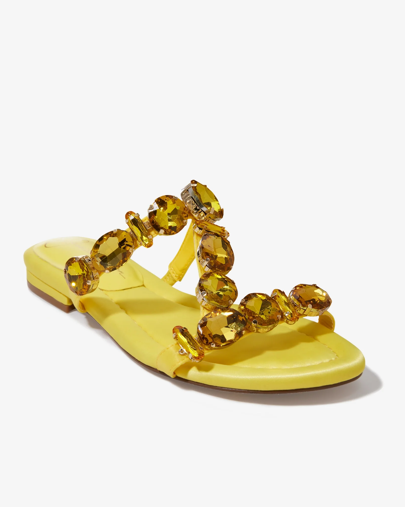 Oversized Gem Embellished Sandal Yellow - Mycitystee