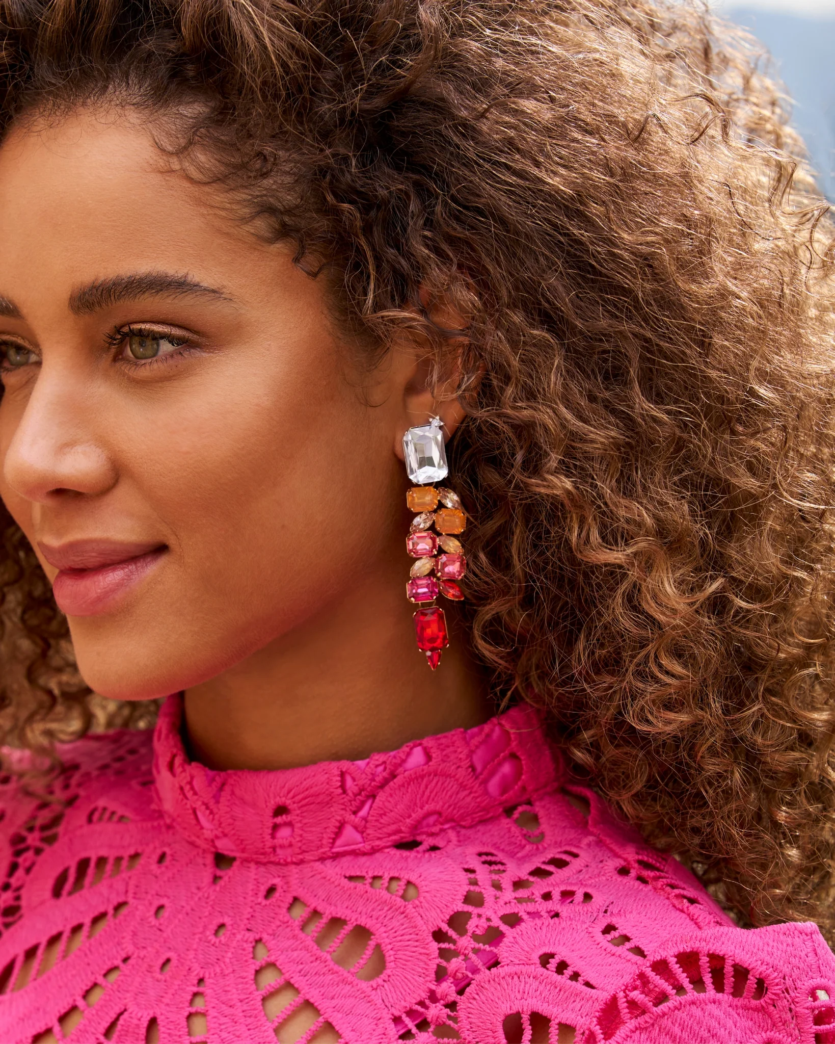 Ombre Navette Stone Drop Statement Earring Multi - Mycitystee