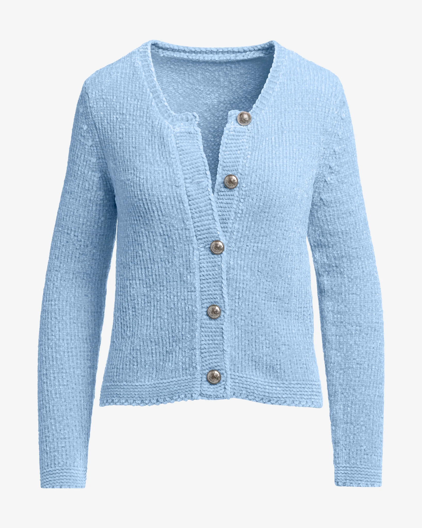 Chenille Long Sleeve Cardigan Airy Blue - Mycitystee